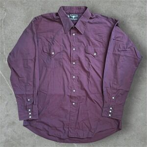 Flying R Ranchwear Western Snap Shirt Mens‎ 2XL Burgundy Long Sleeve Pearl Snap